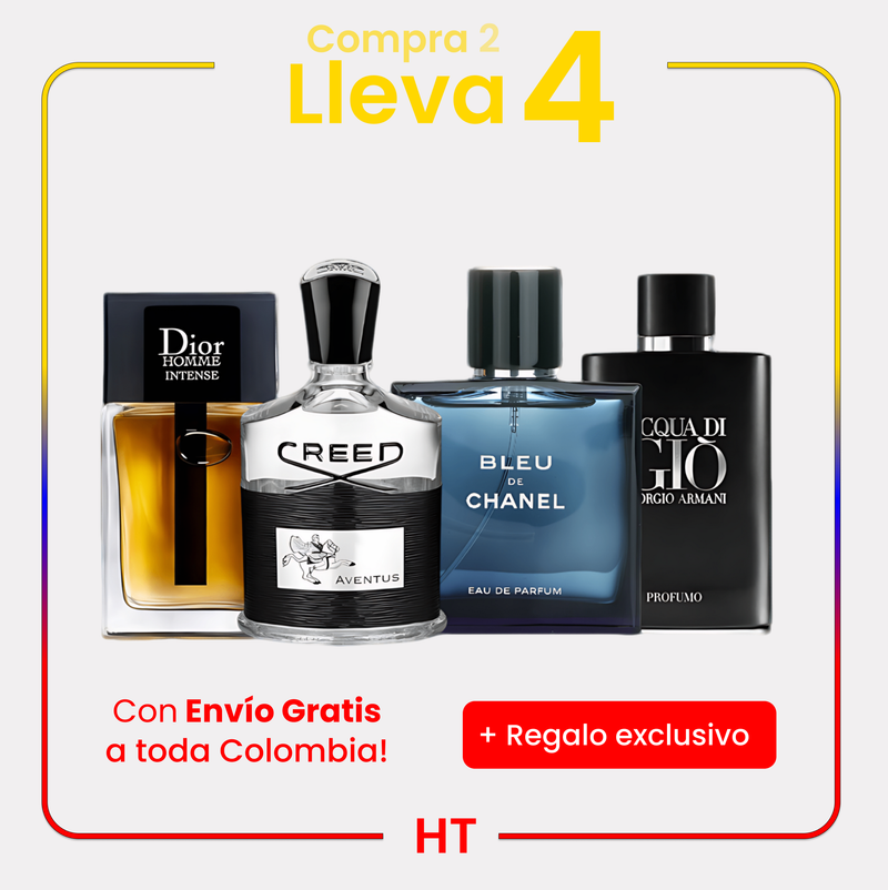 Combo 4 Perfumes Creed, Bleu de Chanel, Acqua Di Gió y Dior Homme Intense