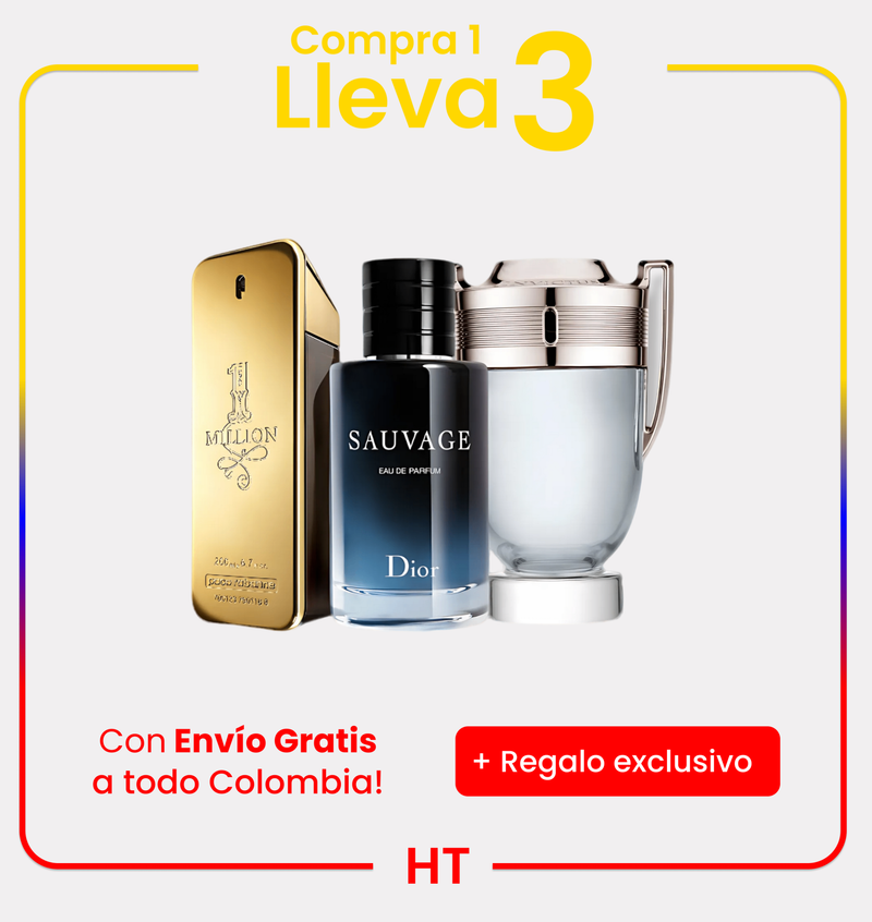 Combo 3 Perfumes Paco Rabanne ONE MILLION, Dior SAUVAGE y Paco Rabanne INVICTUS