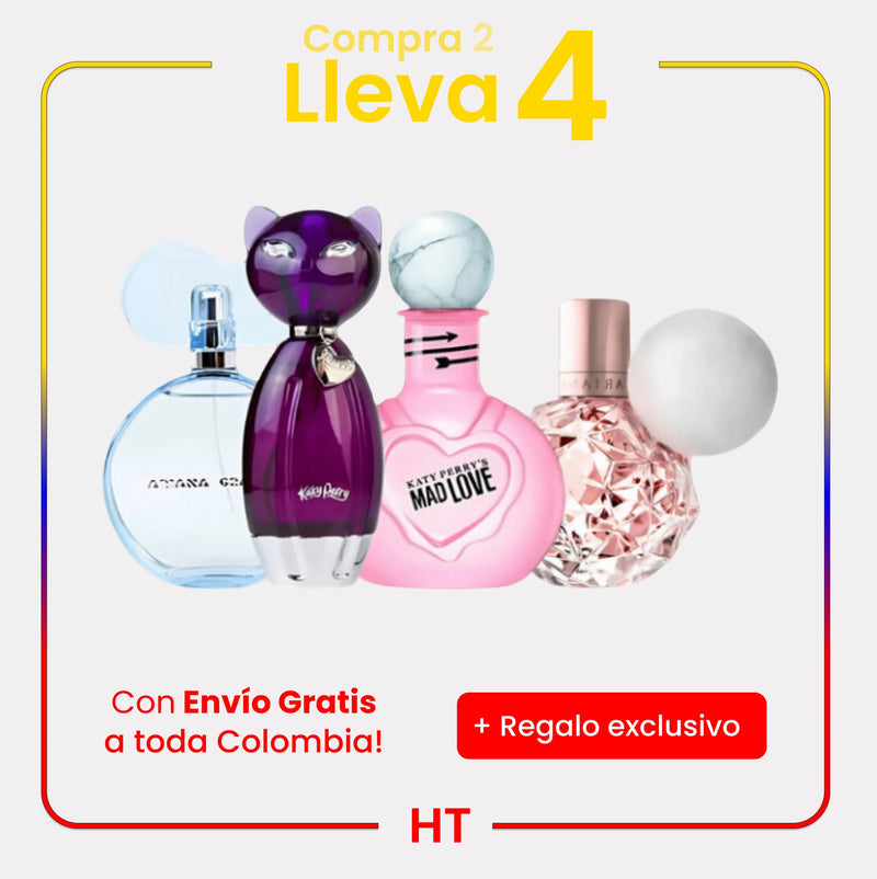 Combo 4 Perfumes Katy Perry Purr, Mad Love, Ariana Grande Cloud y Ari