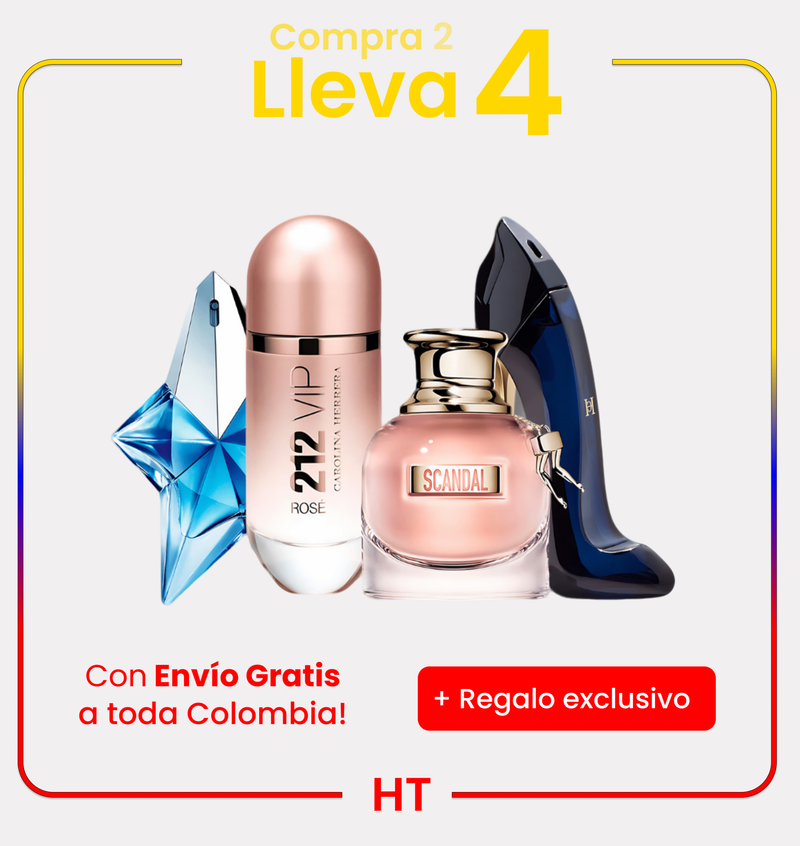 Combo 4 Perfumes Angel Mugler, 212 VIP Rosé, Scandal y Good Girl