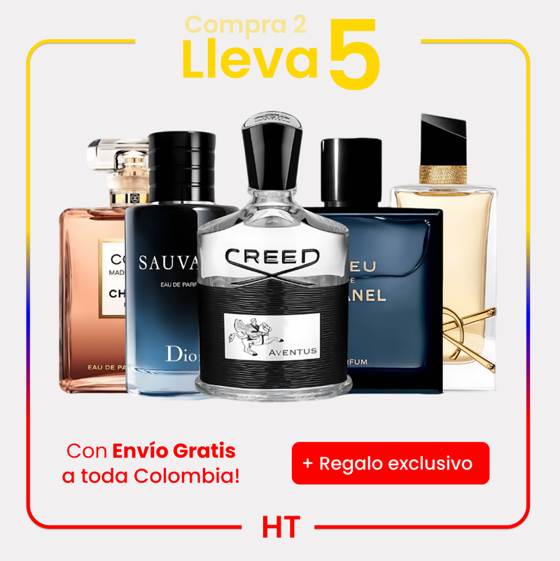 Combo 5 Perfumes Creed, Bleu de Chanel, YSL Libre, Sauvage y Coco Mademoiselle